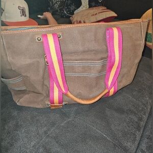 GAP Canvas Tote Bag with Pink and Yellow Straps